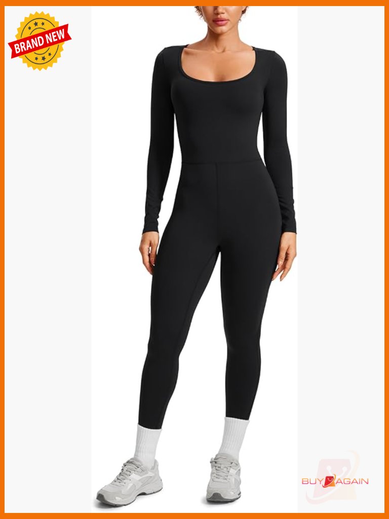 Butterluxe Long Sleeve Jumpsuit 25" Inseam Scoop Neck Romper